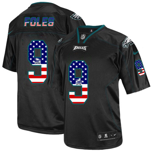 Nike Eagles #9 Nick Foles Black Men's Stitched NFL Elite USA Flag Fashion Jersey - Click Image to Close
